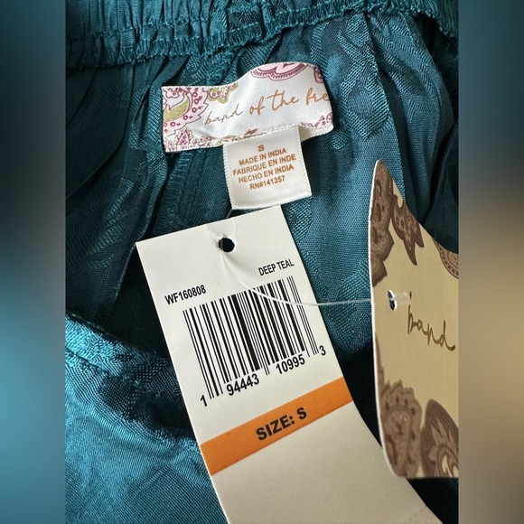 Band of the Free Skirt S Deep Teal Silky Draped Midi Floral Boho New - Picture 4 of 6